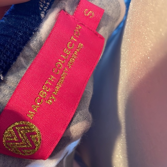 Macbeth Collection long navy dress with anchors and pink strap. Worn once size S - Picture 3 of 3